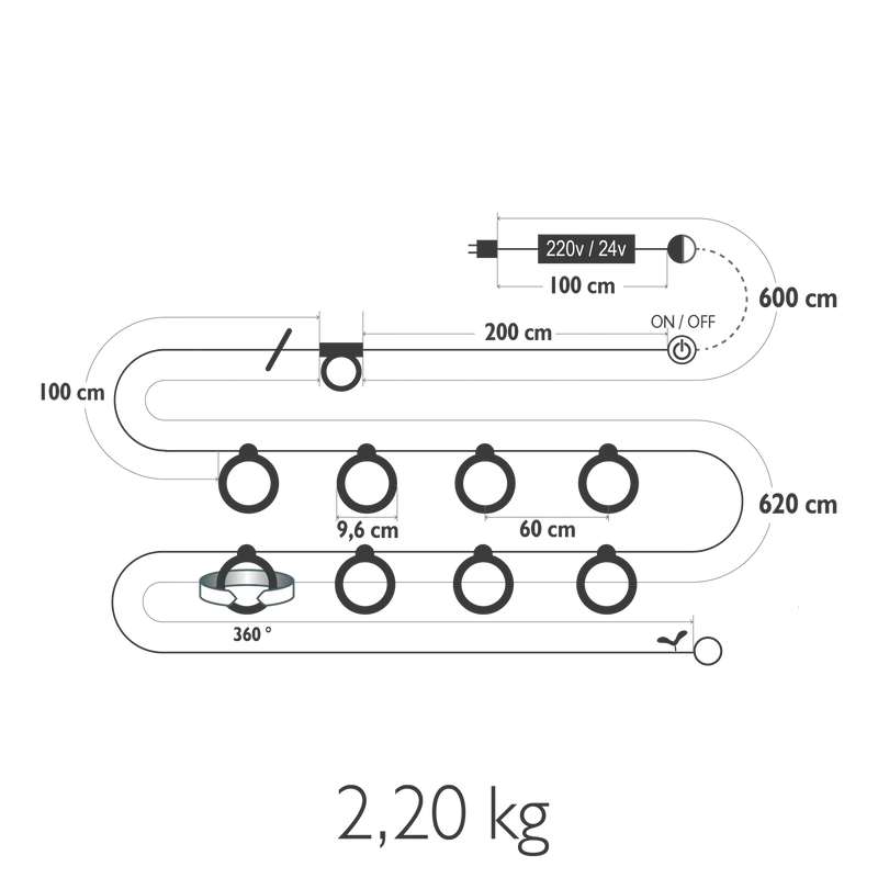 Fermob Hoopik Guirlande L.1200cm – Type J Version Suisse 