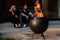Höfats Moon 45 All Black Brasero avec pieds Bas H:45cm 