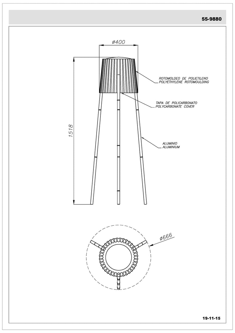 LEDS C4 Barcino lampadaire réglable en hauteur pour l'extérieur 