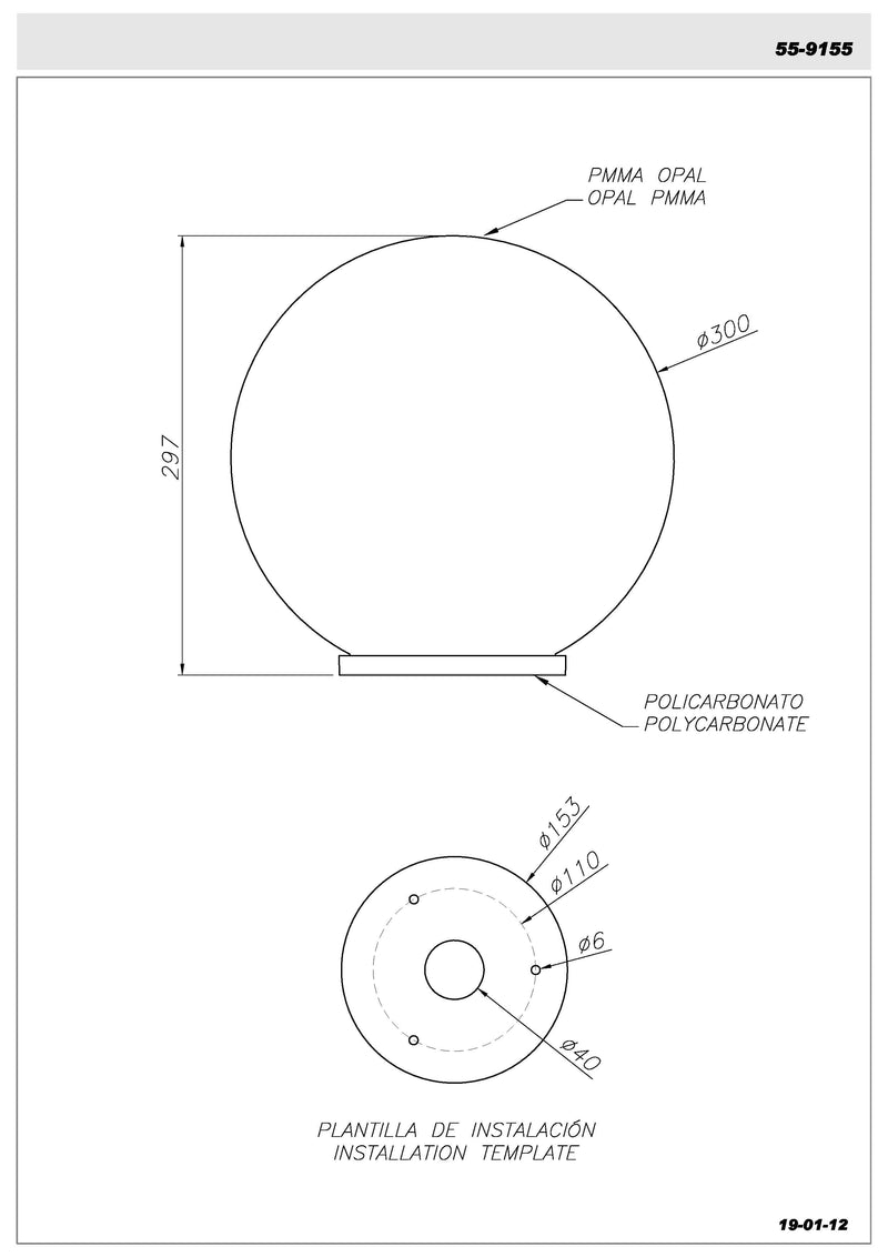 LEDS C4 Cisne Surface lampe boule de sol pour l'extérieur 