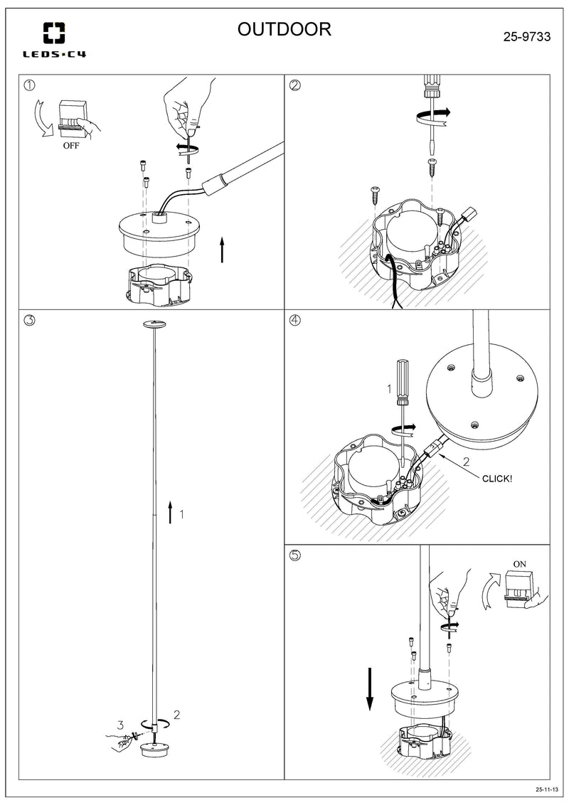 LEDS C4 Invisible borne lampe d'extérieur hauteur 210cm, à visser 