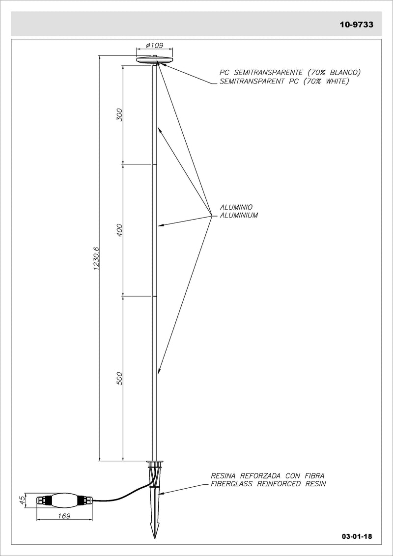 LEDS C4 Invisible borne lampe d'extérieur réglable, à planter 