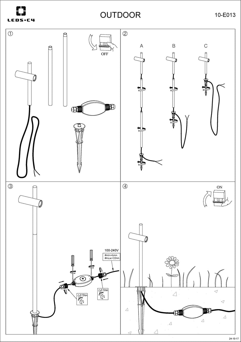 LEDS C4 Juncus borne lampe d'extérieur réglable en hauteur, à planter 