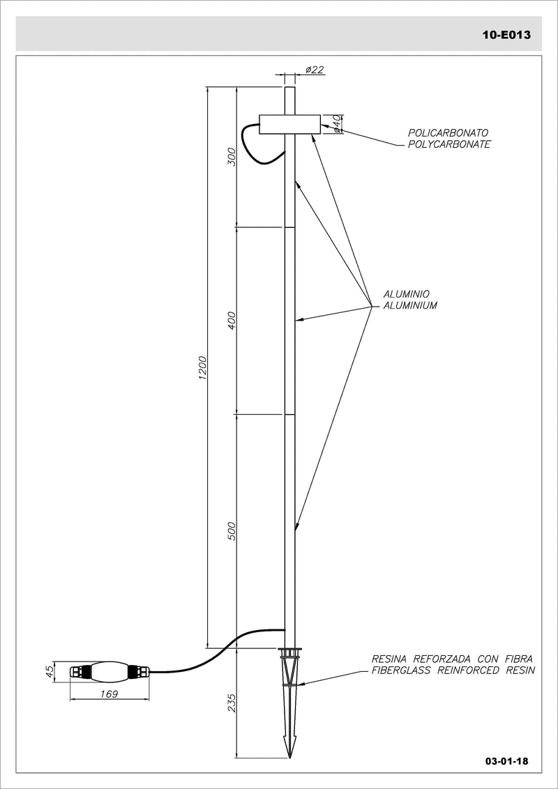 LEDS C4 Juncus borne lampe d'extérieur réglable en hauteur, à planter 