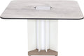 Les Jardins Teckalu Table basse 64x64cm solaire h:40cm 500 Lumens Aluminium blanc - plateau HPL ardoise - Duratek 