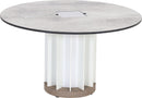 Les Jardins Teckalu Table basse Ø70cm solaire h:40cm 500 Lumens Aluminium blanc - plateau HPL ardoise - Duratek 